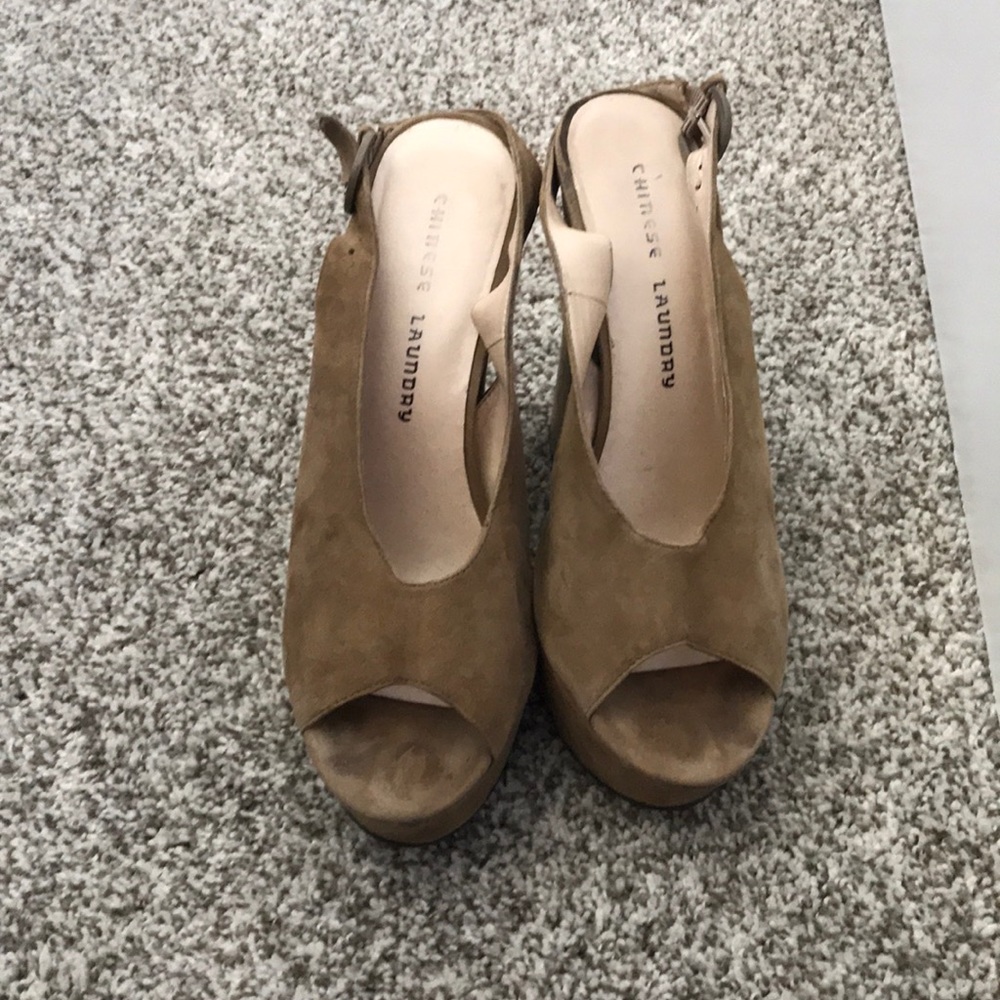 Suede tan heels